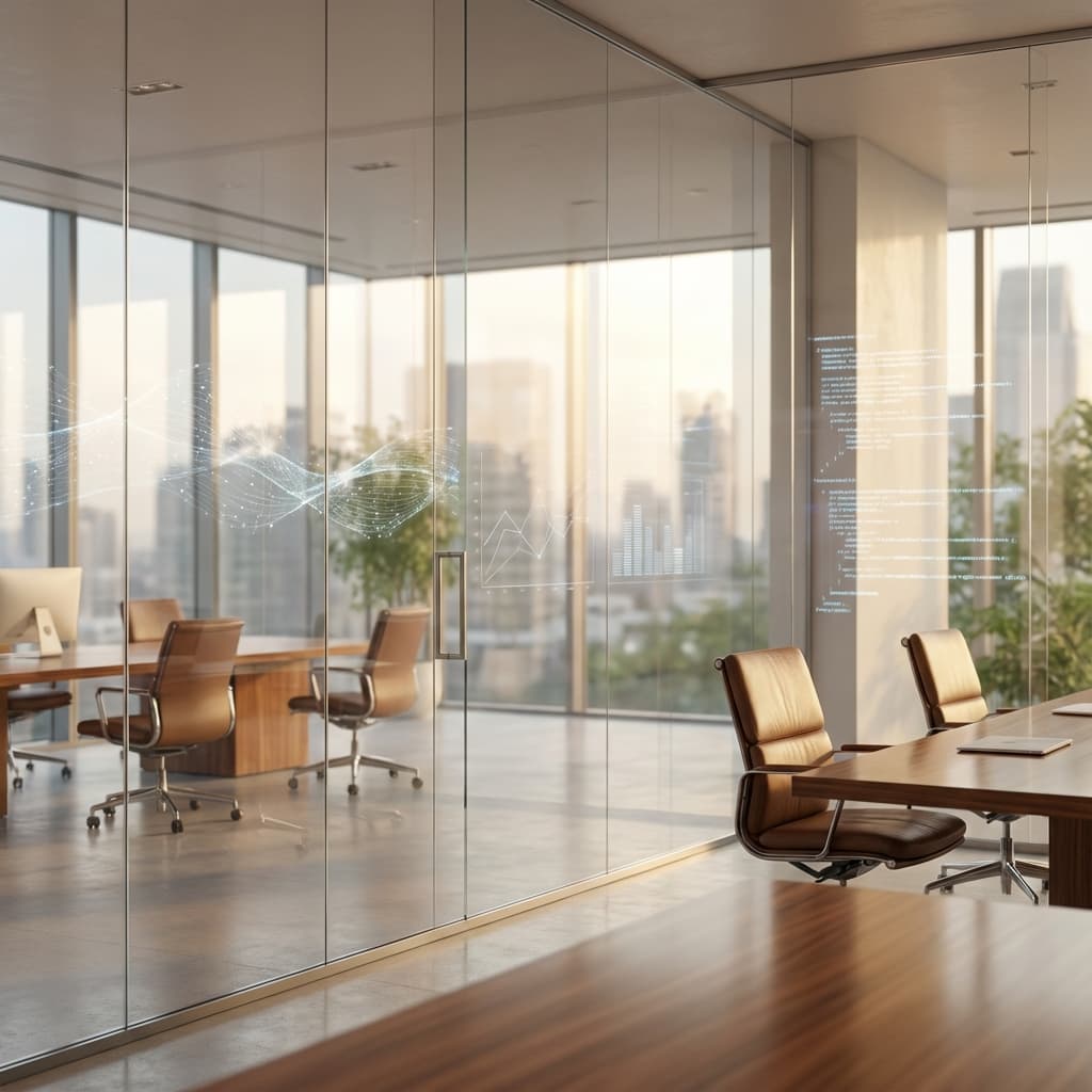 Office workspace with analytics